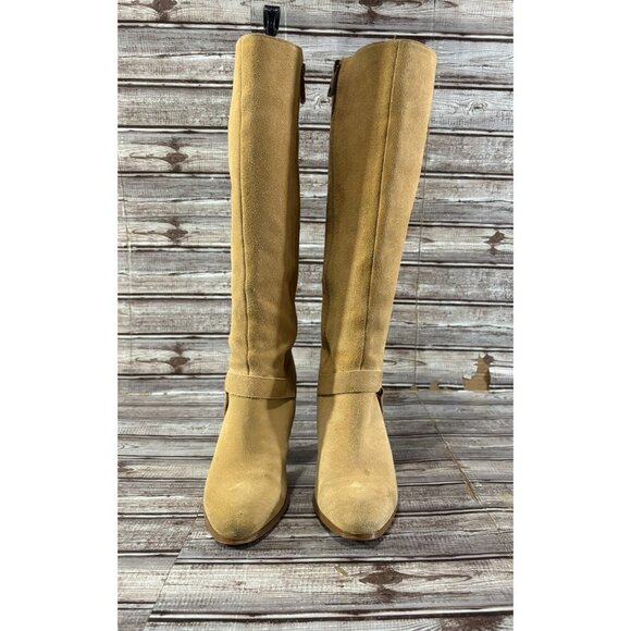 Lauren Ralph Lauren Fareeda Buckle suede Knee-High Boots sz 7.5 B color beige - Picture 2 of 10